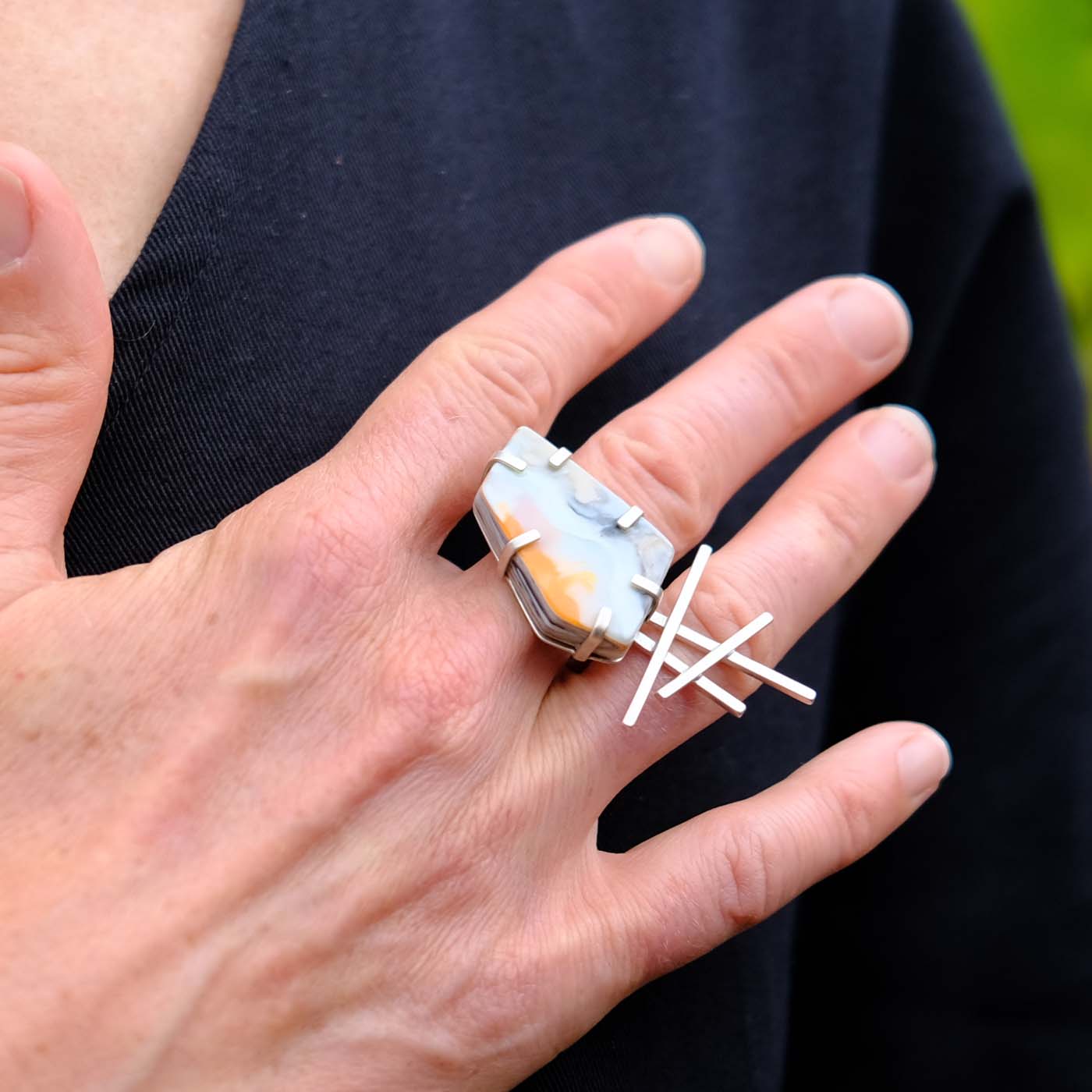 Large Legacy Ring in Recycled Silver and Plastic
